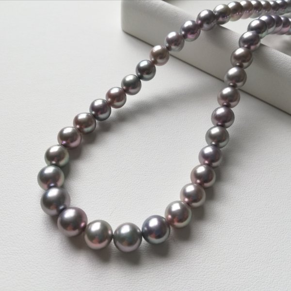N0280 高品質アコヤ真珠グレーカラーネックレス8.0～8.5㎜